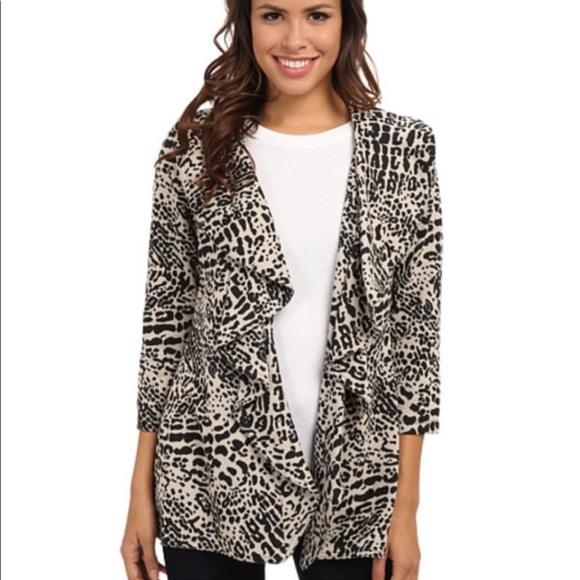Calvin Klein Cardigan Cheetah Print with Ruffle - Picture 2 of 4
